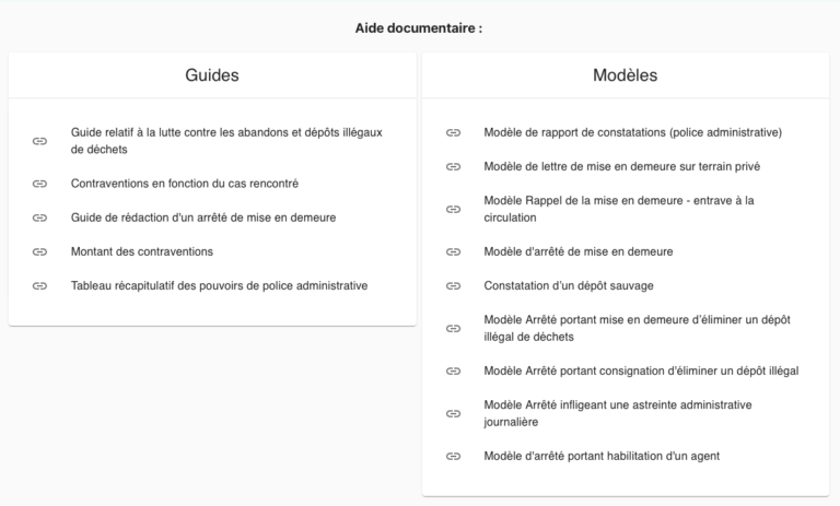 Aide documentaire mis à votre disposition